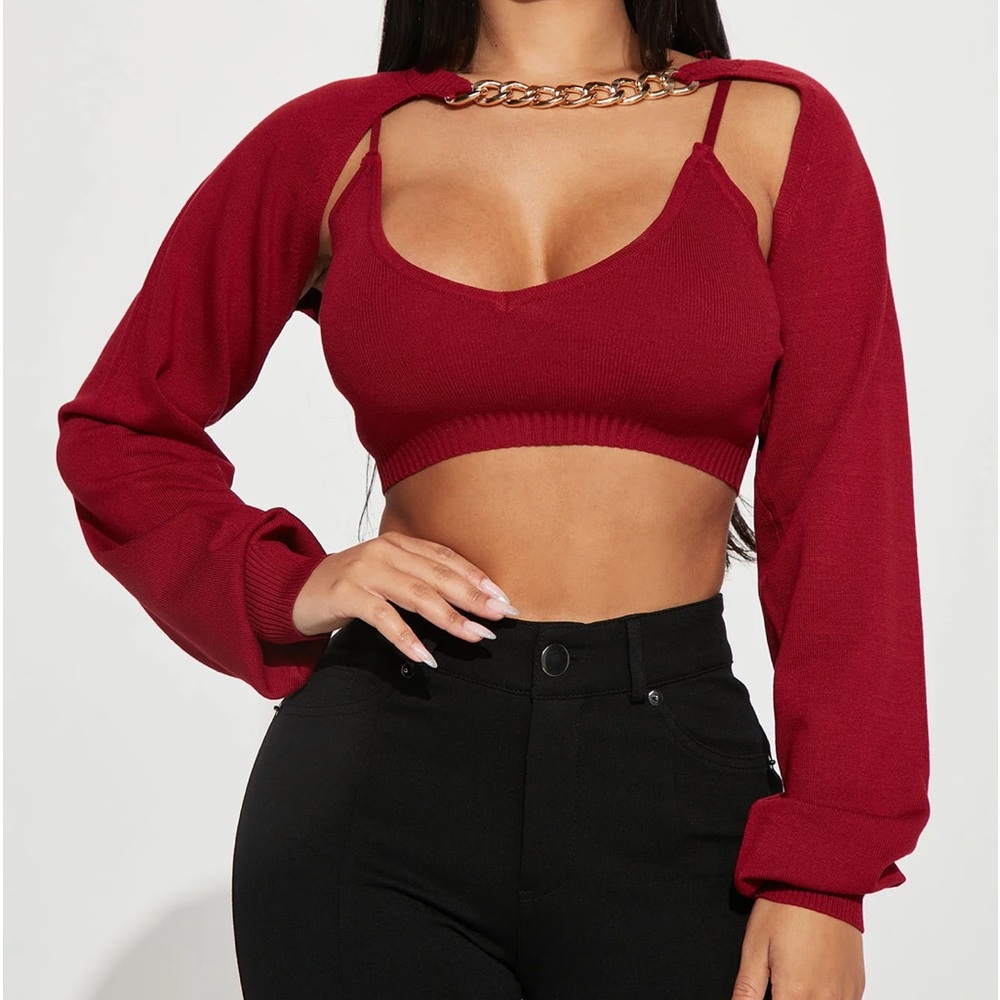 City Slide Sweater Set Red and Black Size Medium